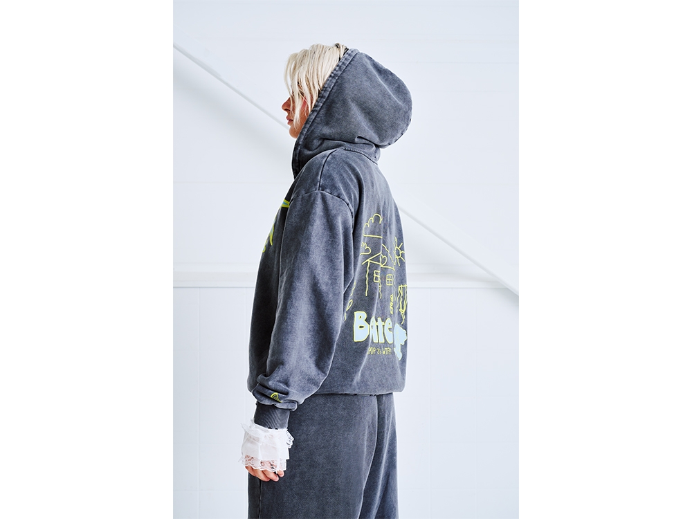 Pinkpop Zip hoodie Washed grey